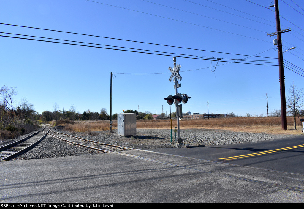 Looking south down the right of way from Mannington Mills Road toward Salem